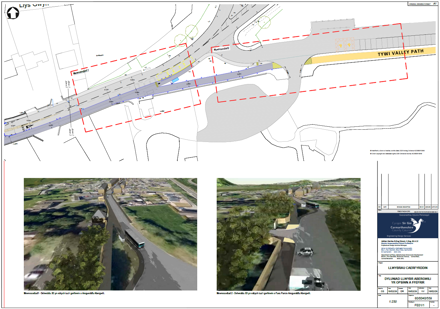 Map o lwybr Abergwili